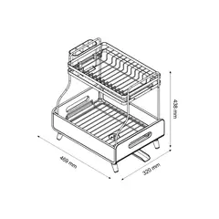 RTA DESIGN - Escurridor De Platos Clariva, Gris Oscuro, de 2 niveles