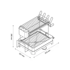RTA DESIGN - Escurridor De Platos Hidrova, Gris Oscuro, de 2 niveles