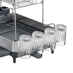 RTA DESIGN - Escurridor De Platos Zenora, Gris Oscuro, de 2 niveles