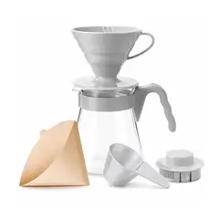 HARIO - Kit Cono Goteo V60 02 Acrílico Con Jarra Vidrio 600ml + Filtros + Cuchara