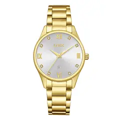 LOIX - Reloj Mujer Original Acero Dorado Calendario Cristal Mineral Movimiento Japones Cuarzo L1311-1