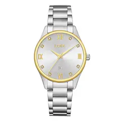LOIX - Reloj Mujer Original Acero Bicolor Analogo Elegante Calendario Pulso Silicona Blanca L1311-4