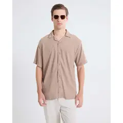 SEVEN SEVEN - Camisa Textura Rústica Para Hombre Café