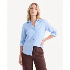 SEVEN SEVEN - Blusa Camisera De Rayas Atemporales Para Mujer Azul