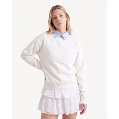 SEVEN SEVEN - Buzo Hoodie Con Bordado Frontal Para Mujer Crema
