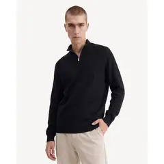SEVEN SEVEN - Saco Tricot Con Half Zipper Para Hombre Negro
