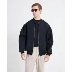 SEVEN SEVEN - Chaqueta Bomber En Scuba Para Hombre Negro