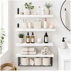 ONE PIXEL - Repisas Estante Flotante Organizador Para Baño 4 Piezas Blanco