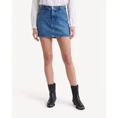 SEVEN SEVEN - Falda Corta Con Pliegues Decorativos Para Mujer Azul