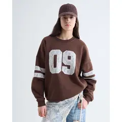 SEVEN SEVEN - Buzo Varsity Con Aplique En Encaje Para Mujer Café