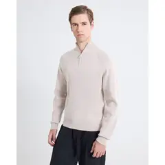 SEVEN SEVEN - Saco Tejido Half Zipper Para Hombre Beige