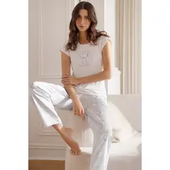 PROVOCAME - Pijama Mujer en Satín Azul 23154