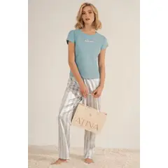 PROVOCAME - Pijama Mujer en Satín Verde 23145