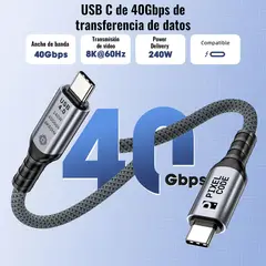 PIXEL CODE - Cable Tipo C USB4 2M 240W 40Gbps 8K Thunderbolt Carga Rápida Datos Video Macbook Windows