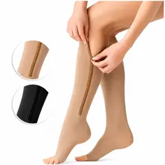 ONE PIXEL - Medias De Compresion Antivarices Con Cremallera Zipsox S-M Beige