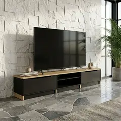 MUEBLES 2020 - Mesa para TV de hasta 98 Oslo Negro - Almendra