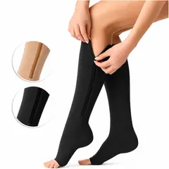 ONE PIXEL - Medias De Compresion Antivarices Con Cremallera Zipsox S-M Negro