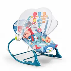 BABY ON - Silla Mecedora Vibradora Musical Crece Con Tu Bebé 3 en 1 Plegable LION BLUE