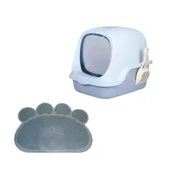 HALLY PET - Baño Con Filtro Mas Tapete Arenero Celeste