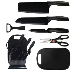 GENERICO - Set X7 Cuchillos Acero Inoxidable Base - Negro