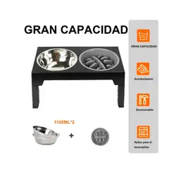 GENERICO - Comedero Bebedero Perro Ajustable Altura Elevado Antireflujo