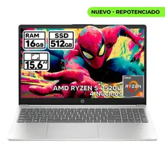 HP - Portatil 15-fc0256la Ryzen 5 7520u 16gb Ram 512gb Ssd Fhd Gris