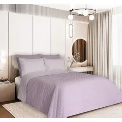 BALI - Colcha Doble Faz para Cama Semidoble 200×240 + Funda 50×75 Yaiz Lila