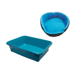 HALLY PET - Bandeja Arenera Economica Mediana Mas Cama Gato Grande Celeste