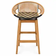 G HOME - Silla Bar Tejida Mimbre Colibri Madera