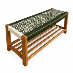 G HOME - Banca Zapatero Oxford Tejido Mimbre Verde