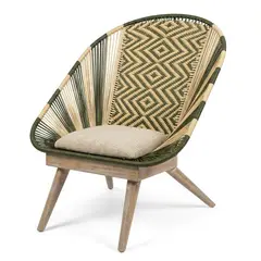 LJ HOME - Silla Poltrona Roma Cojín tejida en Mimbre Plástico