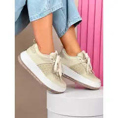 HACHE SHOES - Tenis Beige Cafe Dama Zapatillas Zapatos Mujer Lindos Moda Casual