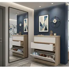MOBILIARIA ALTA GAMA MONSIER - Zapatero Organizador Loft Dual - Mueble de Entrada con 2 Cajones y Estantes