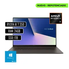 ASUS - PORTATIL ZENBOOK AMD RYZEN AI 7 350 - RAM 24GB LPDD5X - 1TB SSD - PANTALLA 16 TOUCH OLED 3K