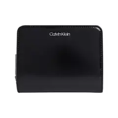 CALVIN KLEIN - Billetera negra mediana con cremallera alrededor