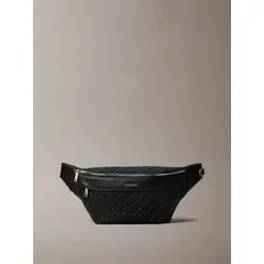 CALVIN KLEIN - Canguro negro con monograma grabado integral