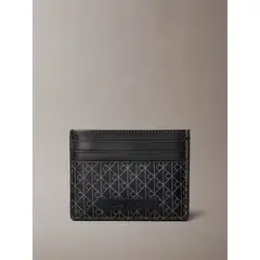 CALVIN KLEIN - Tarjetero negro con logo monograma en todo el artículo