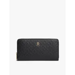 TOMMY HILFIGER - Billetera negra Hilfiger Icon con cremallera