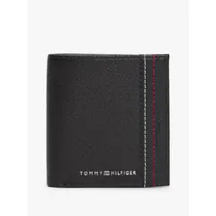 TOMMY HILFIGER - Billetera negra plegable de Cuero granulada con logo