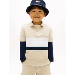 TOMMY HILFIGER - Polo beige de algodón con diseño moderno para niños