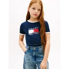 TOMMY HILFIGER - Camiseta multicolor Para Niña ringer con logo ondeante