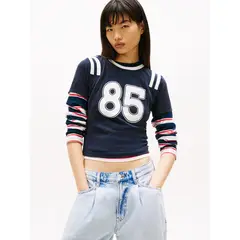 TOMMY HILFIGER - Camiseta multicolor slim de punto aterciopelado con logo