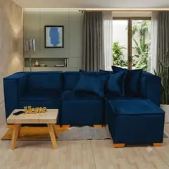 GENERICO - Elegantes Muebles Modernos en L Nórdiko Sala con Sofá esquinero y puff.