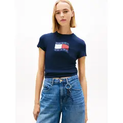 TOMMY HILFIGER - Camiseta multicolor de punto slim con logo ondulante
