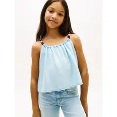 TOMMY HILFIGER - Top azul Para Niña de tirantes con abalorios