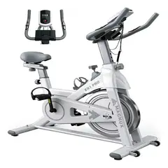 MAGNUX COMPANY - Bicicleta Estática Magnux Estandar Mkz-bicspin11ba Color Blanco Y Gris Monitor Frecuencia Cardiaca