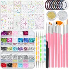 GENERICO - Kit de uñas para principiantes pinceles punteado delineador kit de decoración de uñas