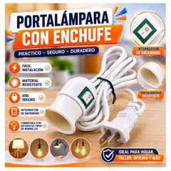 GENERICO - Portalámpara con Enchufe Cable 2 Metros Interruptor E27 para LED