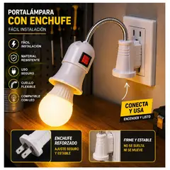 GENERICO - Portalámpara Flexible con Enchufe Interruptor E27 para LED
