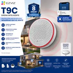 EZVIZ - Sirena Inteligente T9C ZigBee IP54 con Alarma 105 dB, Antisabotaje para Gateway A3